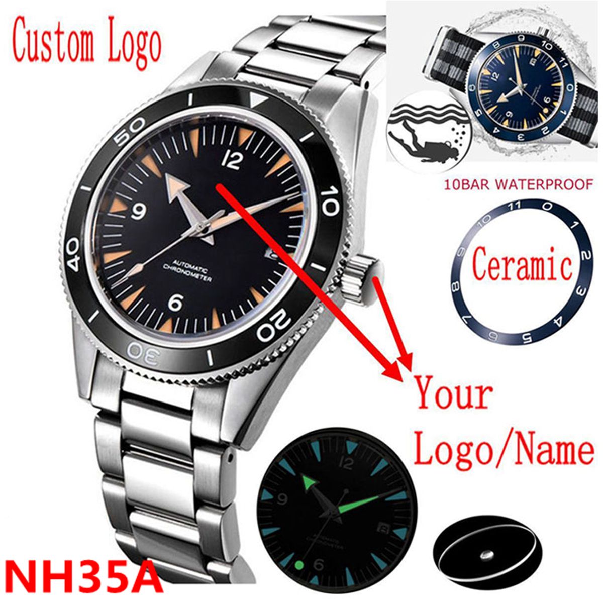 Watch Winder Compact - Reloj con movimiento NH35 con logotipo